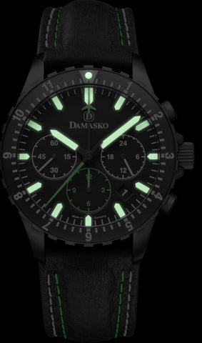 Damasko Watch DC86 Green Black Leather Pin