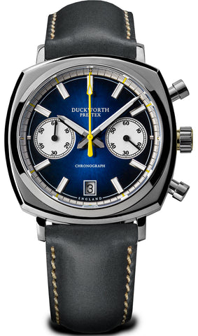 Duckworth Prestex Watch Chrono 42 Blue Grey Leather D550-03-G