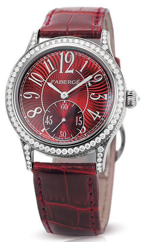 Faberge Agathon Medium Diamond and Red Dial