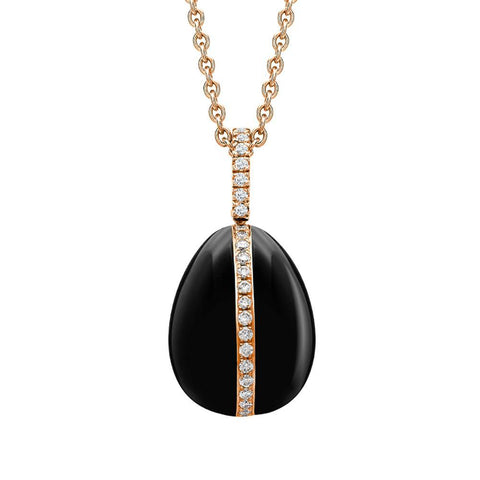 Faberge 18ct Rose Gold Diamond Whitby Jet Pendant Limited Edition