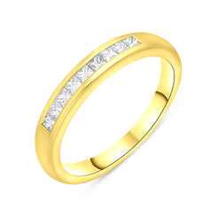 18ct Yellow Gold 0.35ct Diamond Princess Cut Channel Set Wedding Half Eternity Ring