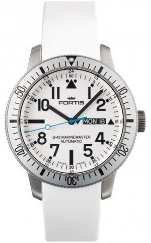 Fortis Watch B-42 Marinemaster White Day Date 647.11.42 SI