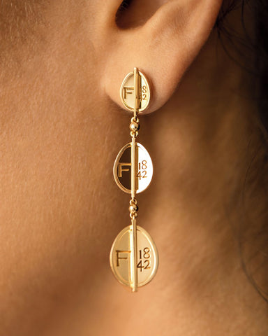Faberge 1842 18ct Yellow Gold Egg Drop Earrings 2592