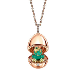 Faberge 18ct Rose Gold Diamond Bail Frog Surprise Locket 2370