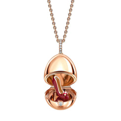 Faberge 18ct Rose Gold Diamond Bail Ruby Lacquer Shoe Surprise Locket, 2531