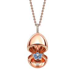 Faberge 18ct Rose Gold Diamond Sapphire Forget Me Not Surprise Locket 2396