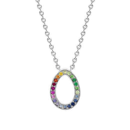 Faberge Colours of Love Sasha 18ct White Gold Rainbow Gemstone Egg Pendant 1552NE3324