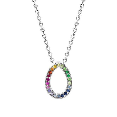 Faberge Colours of Love Sasha 18ct White Gold Rainbow Gemstone Egg Pendant 1552NE3324