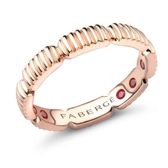 Faberge Colours of Love 18ct Rose Gold Fluted Healing Ring with Hidden Rubies 2891.