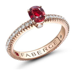 Faberge Colours of Love 18ct Rose Gold Ruby Diamond Fluted Ring﻿, 831RG2513