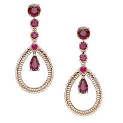 Faberge Colours of Love 18ct Rose Gold Ruby Fluted Teardrop Earrings 1391EA2534