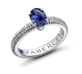 Faberge Colours of Love 18ct White Gold Sapphire Diamond Fluted Ring﻿, 845RG1640