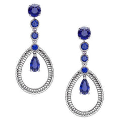 Faberge Colours of Love 18ct White Gold Sapphire Fluted Teardrop Earrings 1391EA2533