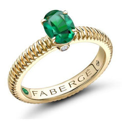 Faberge Colours of Love 18ct Yellow Gold Emerald Diamond Fluted Ring﻿, 845RG2499