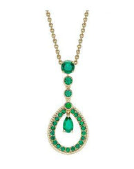 Faberge Colours of Love 18ct Yellow Gold Emerald Fluted Teardrop Pendant, 3043