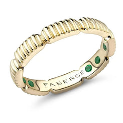 Faberge Colours of Love 18ct Yellow Gold Fluted Healing Ring with Hidden Emeralds 3010.