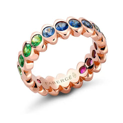 Faberge Colours of Love Cosmic Curve 18ct Rose Gold Rainbow Multicoloured Gemstone Eternity Ring 1513RG3016