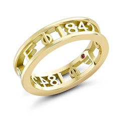 Faberge 1942 18ct Yellow Gold Diamond Signature Ring. 2601