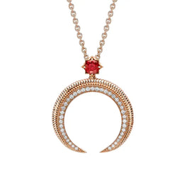 Faberge Colours of Love Hilal 18ct Rose Gold Ruby Diamond Pendant 3005