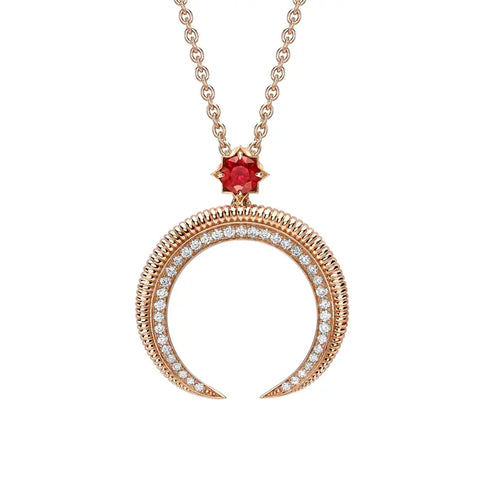 Faberge Colours of Love Hilal 18ct Rose Gold Ruby Diamond Pendant 3005