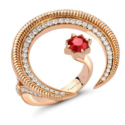 Faberge Colours of Love Hilal 18ct Rose Gold Ruby Diamond Ring