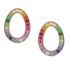 Faberge Colours of Love Sasha 18ct Rose Gold Rainbow Gemstone Egg Earrings 1554EA3017
