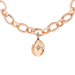 Faberge Essence 18ct Rose Gold 0.08ct Diamond Egg Charm Heart Necklace Exclusive Edition, 1998CH3253