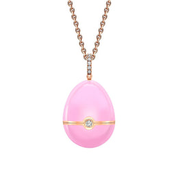 Faberge Essence 18ct Rose Gold Diamond Pink Sapphire Pink Lacquer Heart Surprise Locket 2855