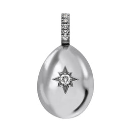 Faberge Essence 18ct White Gold 0.08ct Diamond Egg Charm Heart Necklace Exclusive Edition, 1998CH3252_3