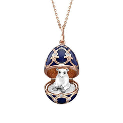 Faberge Heritage Rose Gold Dark Blue Locket with Polar Bear Surprise 2982