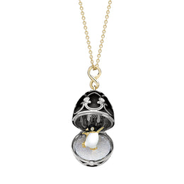 Faberge Heritage White and Yellow Gold Black Enamel Locket with Penguin Surprise 1540FP3126