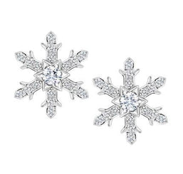 Faberge Imperial 18ct White Gold Diamond Snowflake Large Stud Earrings