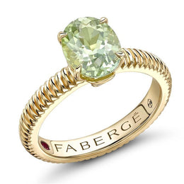 Faberge Three Colours Of Love 18ct Yellow Gold Tourmaline Fluted Ring 2625