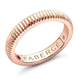 Faberge Three Colours of Love 18ct Rose Gold Fluted Band Ring 1608RG1749.