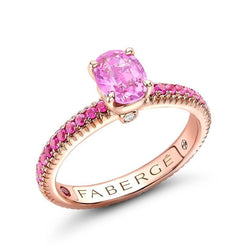 Faberge Three Colours of Love 18ct Rose Gold Pink Sapphire Fluted Ring 831RG2740