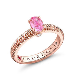 Faberge Three Colours of Love 18ct Rose Gold Pink Sapphire Fluted Ring﻿ 845RG2744