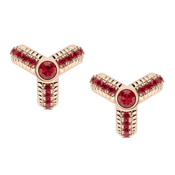 Faberge Three Colours of Love 18ct Rose Gold Ruby Fluted Trio Earrings 1556EA2791