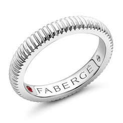 Faberge Three Colours of Love 18ct White Gold Fluted Band Ring 847RG1751