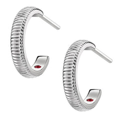 Faberge Three Colours of Love 18ct White Gold Fluted Hoop Earrings 2368