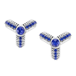 Faberge Three Colours of Love 18ct White Gold Sapphire Fluted Trio Earrings 1556EA2793