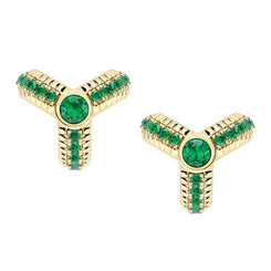 Faberge Three Colours of Love 18ct Yellow Gold Emerald Fluted Trio Earrings 1556EA2792