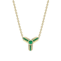 Faberge Three Colours of Love 18ct Yellow Gold Emerald Fluted Trio Necklace 1587PE2837