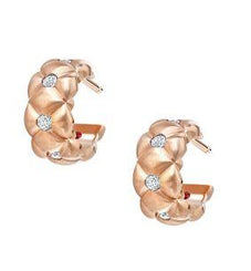 Faberge Treillage 18ct Brushed Rose Gold Diamond Hoop Earrings, 1716EA3031