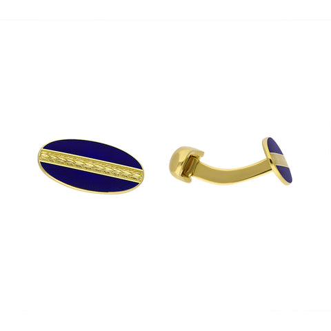 Faberge Victor Mayer 18ct Yellow Gold Blue Enamel Cufflinks, F2079_2