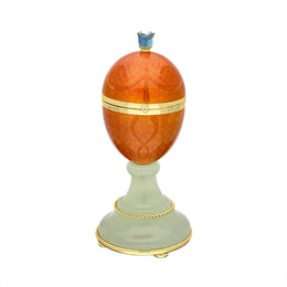 Faberge Victor Mayer 18ct Yellow Gold Enamelled Flower Surprise Egg Objet, F1932_LA_.