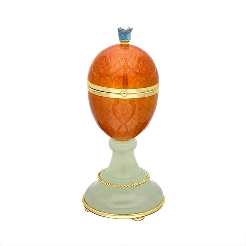 Faberge Victor Mayer 18ct Yellow Gold Enamelled Flower Surprise Egg Objet, F1932_LA_.