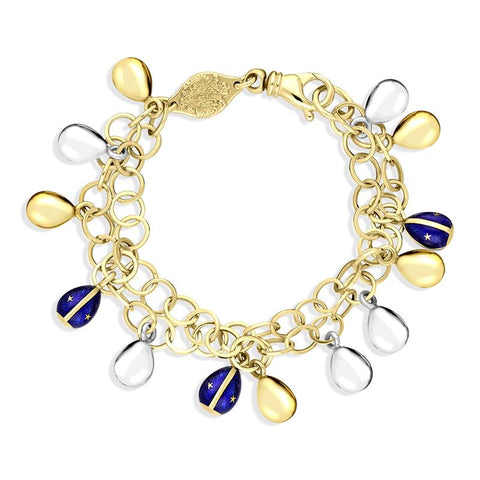 Faberge Victor Mayer 18ct Yellow Gold Royal Blue Enamel Double Egg Chain Bracelet F2529BL0000