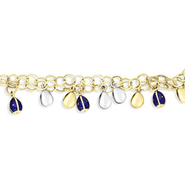 Faberge Victor Mayer 18ct Yellow Gold Royal Blue Enamel Double Egg Chain Bracelet F2529BL0000