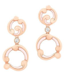 Faberge Rococo 18ct Rose Gold Diamond Pink Enamel Drop Earrings 667EA1460
