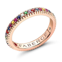 Faberge 18ct Rose Gold Multicoloured Fluted Band Ring 847RG2286